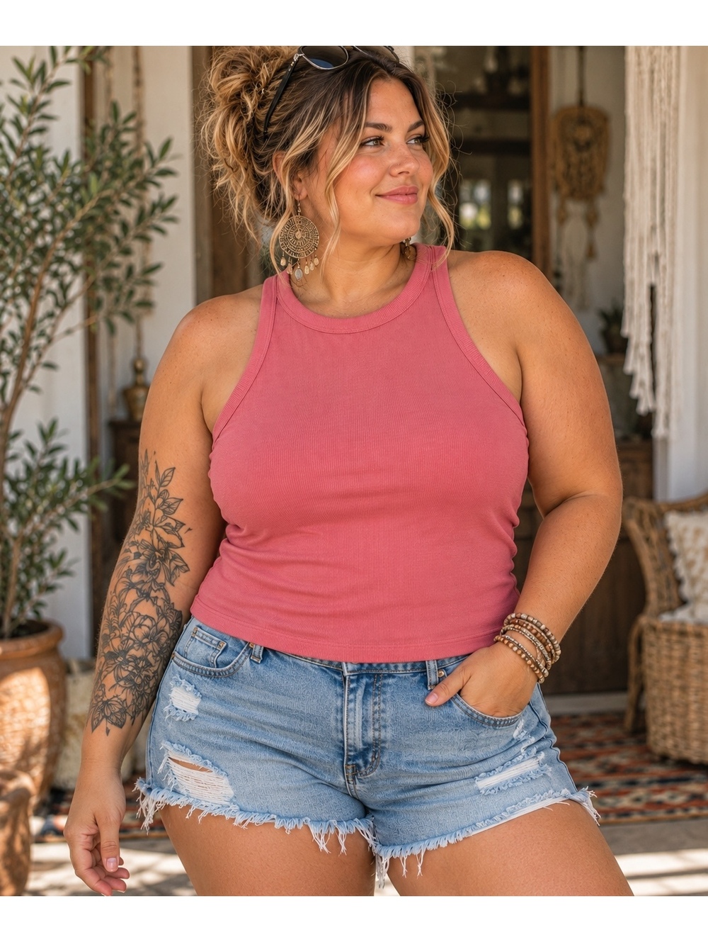 Old Navy UltraLite Go-Dry Ribbed Tank Rose Pink 3X